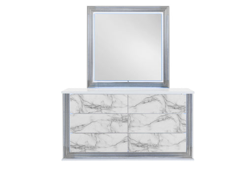 YLIME WHITE MARBLE MIRROR WITH LED