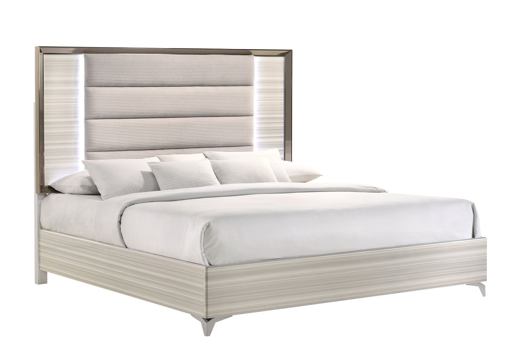 ZAMBRANO WHITE BED WITH LED