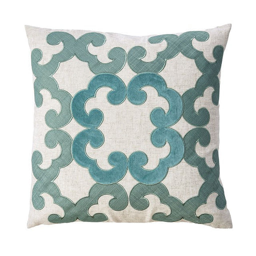 Lily Throw Pillow - Beige/Teal