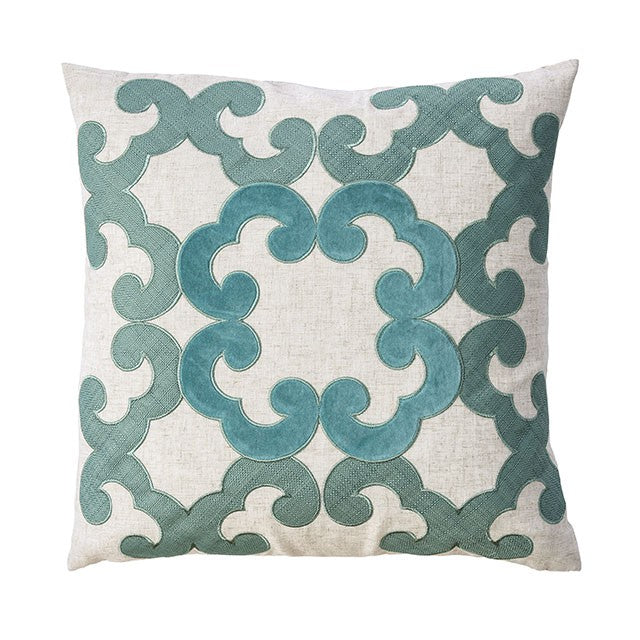 Lily Throw Pillow - Beige/Teal