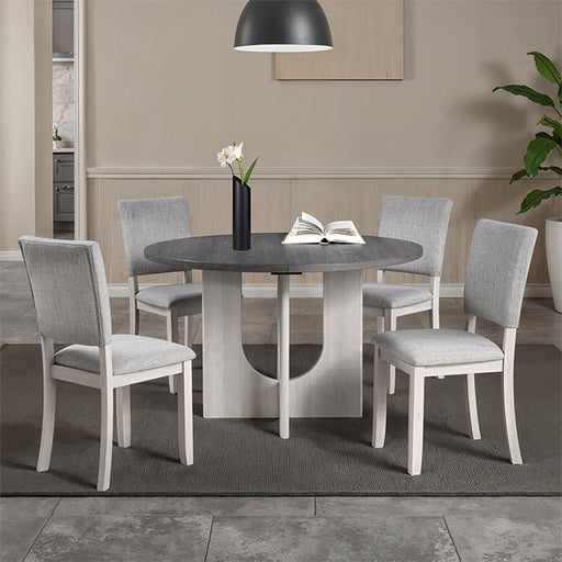 Oberto 5 Pc Round Dining Table Set - Gray