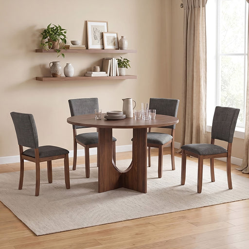 Oberto 5 Pc Dining Table Set - Walnut/Gray
