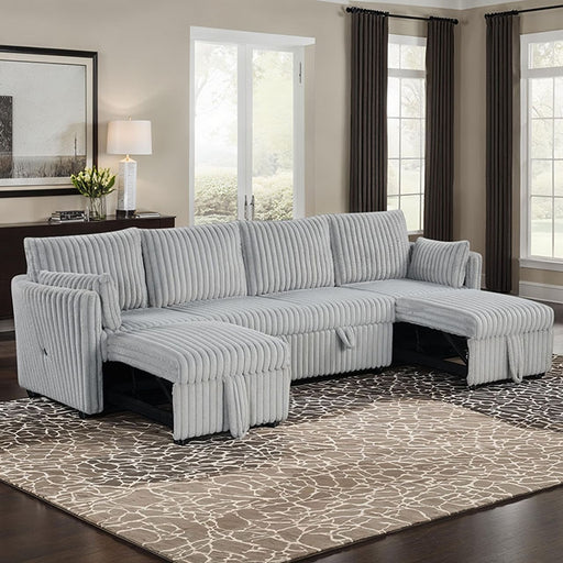 Denholme U-Sectional w/ Pull Out - Gray
