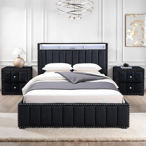 Farese Bed w/ 2 Nightstands - Black