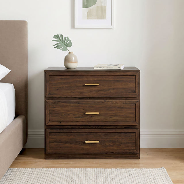 Ryde Nightstand w/ 3 Drawers - Walnut