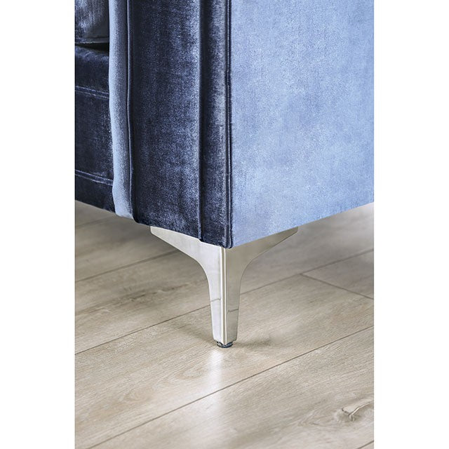Jodie Love Seat - Satin Blue/Silver