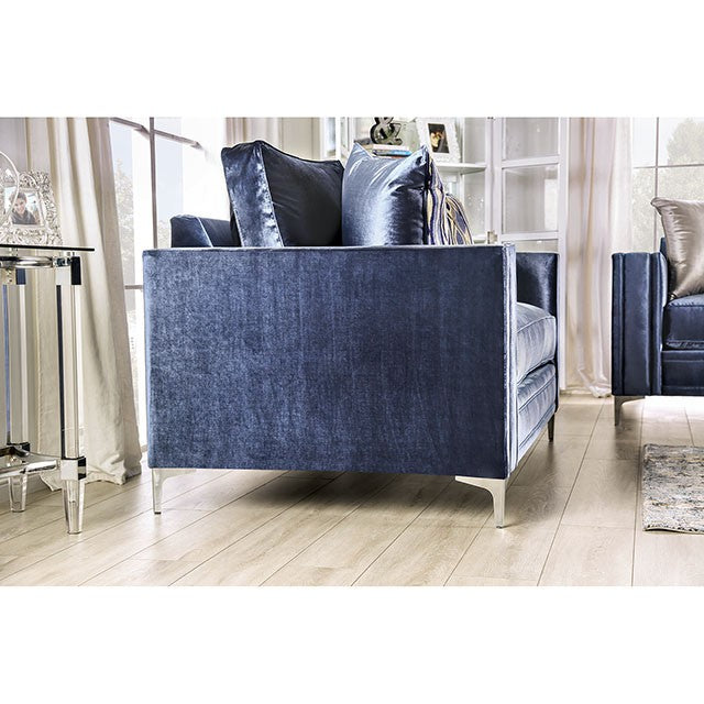 Jodie Love Seat - Satin Blue/Silver