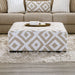 Loughlin Ottoman - Ivory/Light Brown