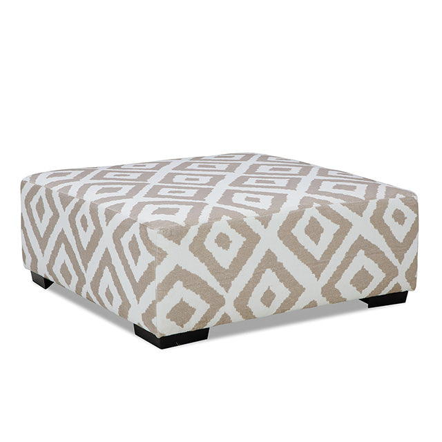 Loughlin Ottoman - Ivory/Light Brown