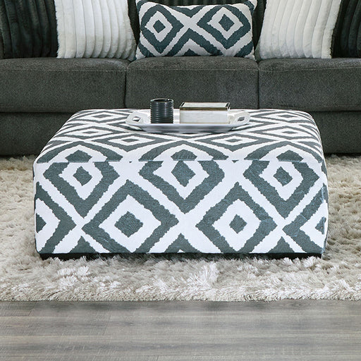 Loughton Ottoman - Gun Metal/Ivory