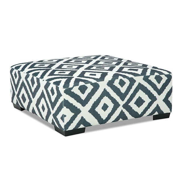 Loughton Ottoman - Gun Metal/Ivory