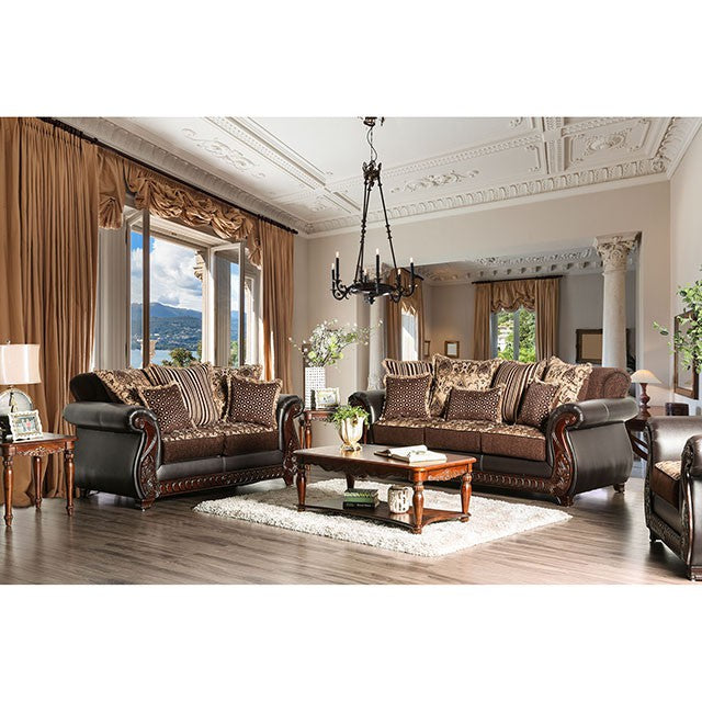 Franklin Love Seat - Dark Brown/Tan