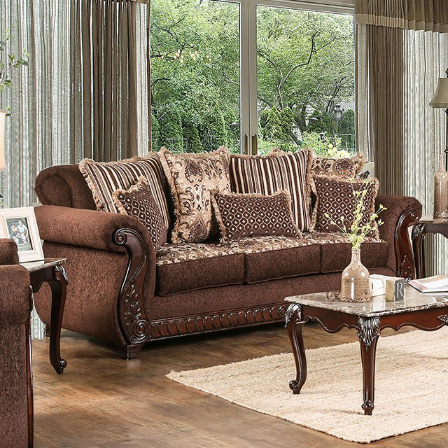 Tabitha Sofa - Wine/Gold
