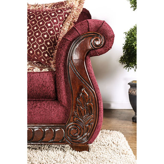 Tabitha Sofa - Wine/Gold
