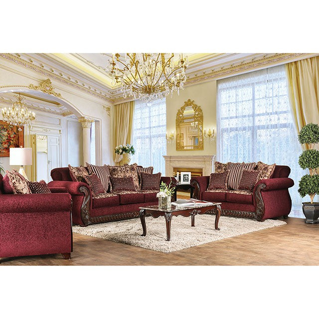 Tabitha Love Seat - Wine/Gold