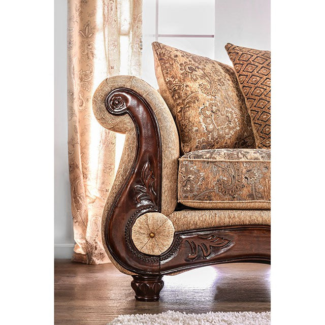 Nicanor Sofa - Tan/Gold