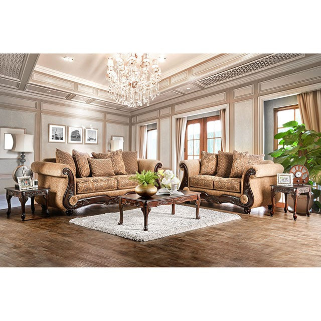 Nicanor Sofa - Tan/Gold