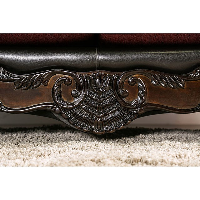 Quirino Sofa - Burgundy/Dark Brown