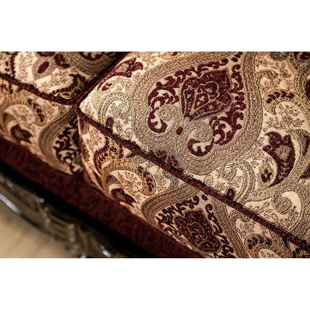 Matteo Love Seat - Burgundy/Brown