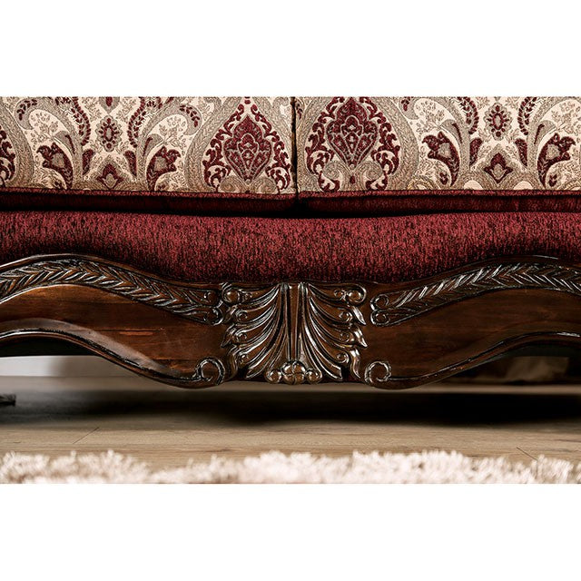 Matteo Love Seat - Burgundy/Brown