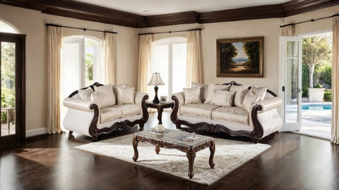 Loveseat Huelva - cerezo oscuro/beige
