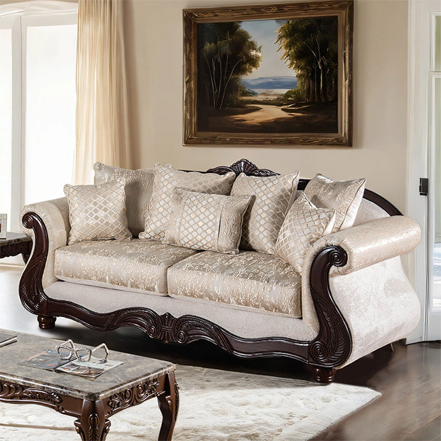 Huelva Sofa - Dark Cherry/Beige