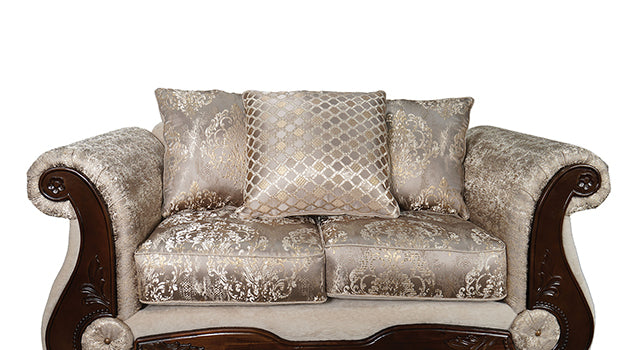 Fasciano Loveseat - Beige Tan/Dark Cherry
