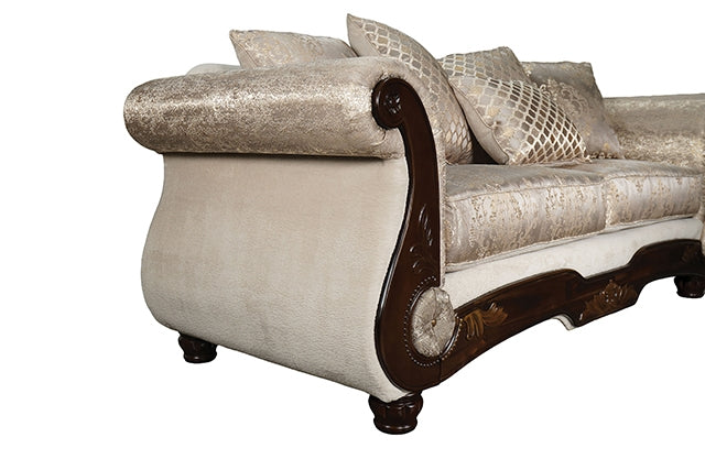 Fasciano Oversized Sofa + Loveseat - Beige Tan/Dark Cherry