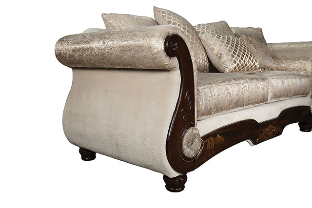 Fasciano Loveseat - Beige Tan/Dark Cherry