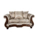 Fasciano Oversized Sofa + Loveseat - Beige Tan/Dark Cherry