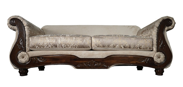 Fasciano Oversized Sofa + Loveseat - Beige Tan/Dark Cherry