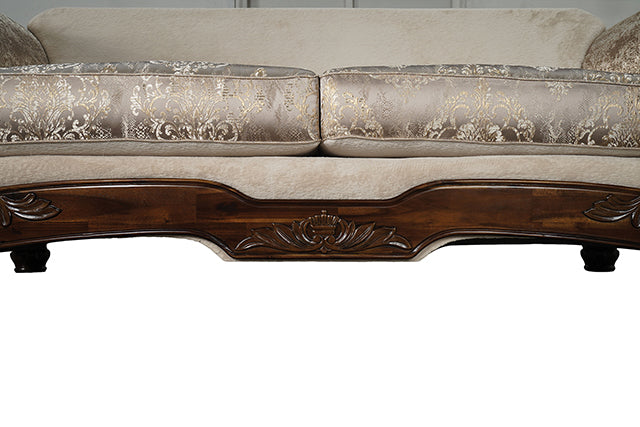 Fasciano Oversized Sofa - Beige Tan/Dark Cherry
