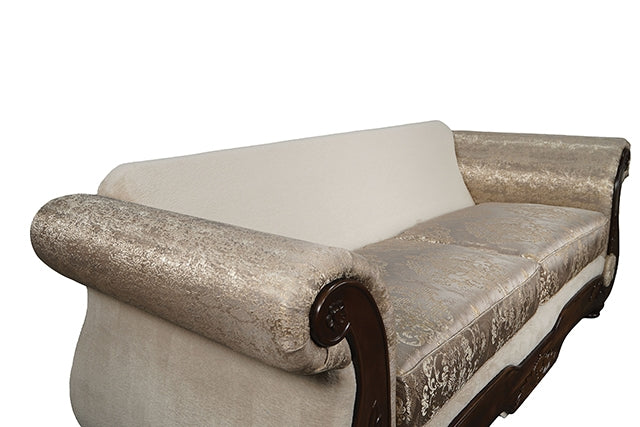 Fasciano Oversized Sofa + Loveseat - Beige Tan/Dark Cherry