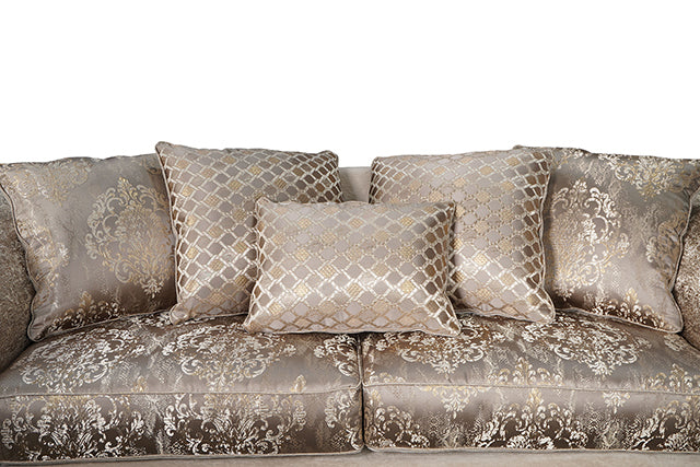 Fasciano Oversized Sofa - Beige Tan/Dark Cherry