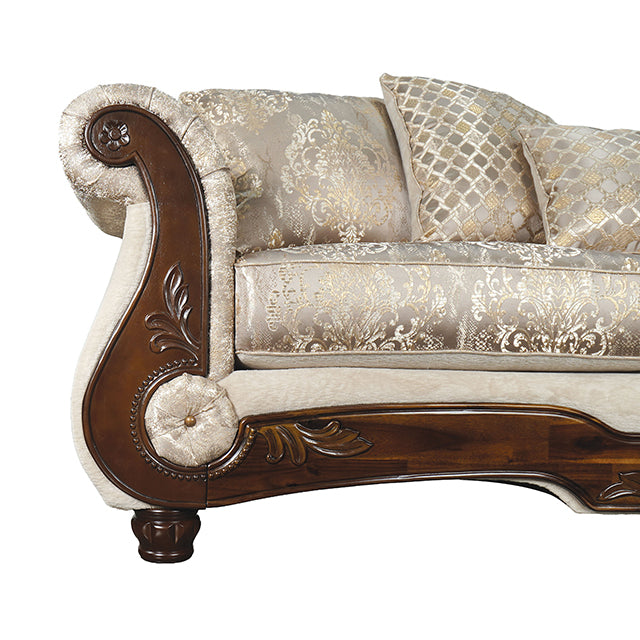 Fasciano Oversized Sofa - Beige Tan/Dark Cherry