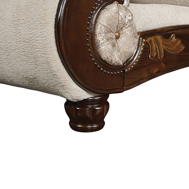Fasciano Oversized Sofa - Beige Tan/Dark Cherry
