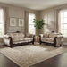 Paolini Oversized Sofa + Loveseat - Light Brown/Dark Cherry