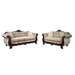 Paolini Oversized Sofa + Loveseat - Light Brown/Dark Cherry