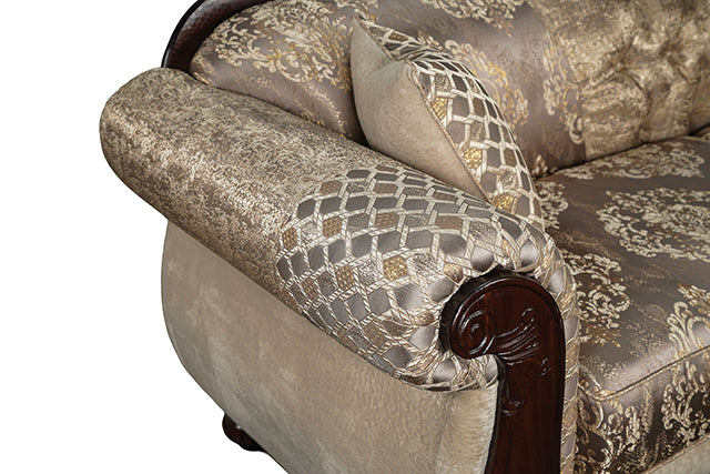 Paolini Loveseat - Light Brown/Dark Cherry