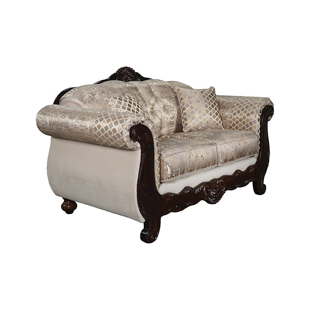 Paolini Oversized Sofa + Loveseat - Light Brown/Dark Cherry
