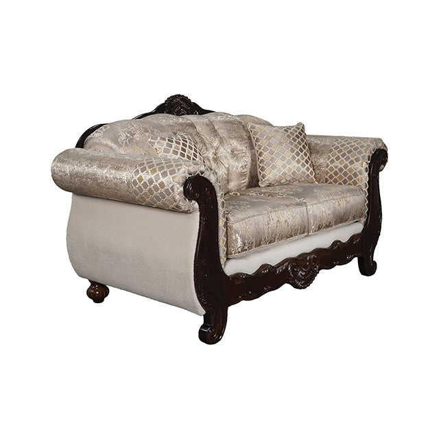 Paolini Loveseat - Light Brown/Dark Cherry