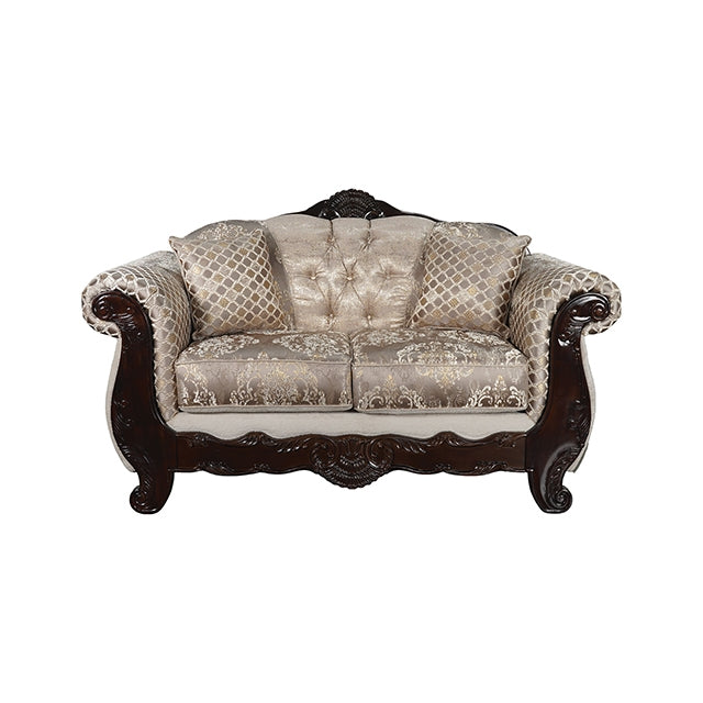 Paolini Oversized Sofa + Loveseat - Light Brown/Dark Cherry