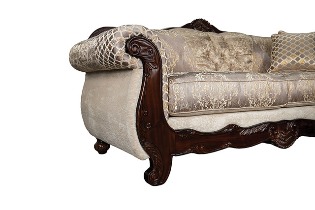 Paolini Oversized Sofa - Light Brown/Dark Cherry