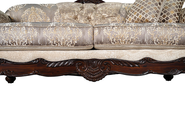 Paolini Oversized Sofa - Light Brown/Dark Cherry