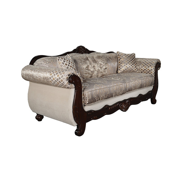 Paolini Oversized Sofa - Light Brown/Dark Cherry