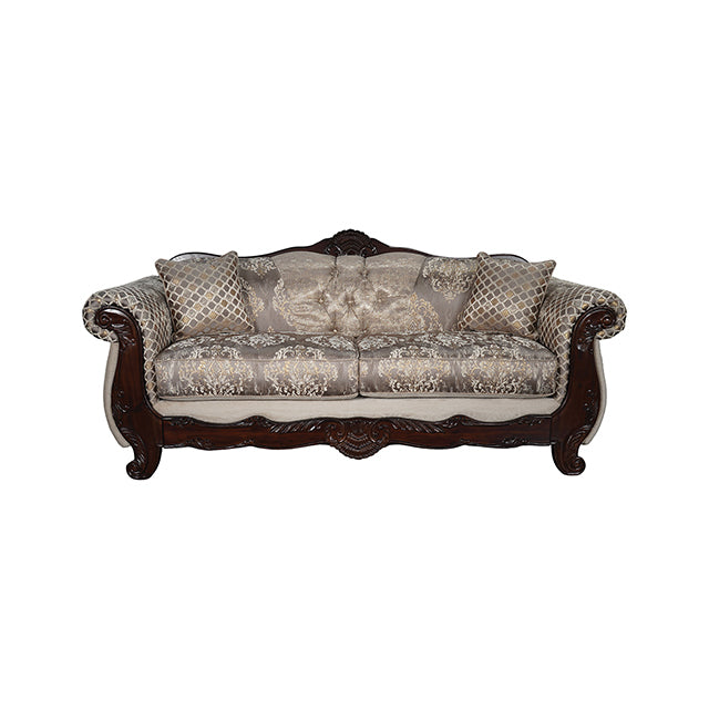 Paolini Oversized Sofa - Light Brown/Dark Cherry