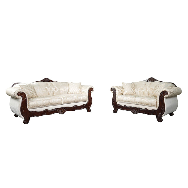 Frisina Oversized Sofa + Loveseat - Dark Cherry/Beige