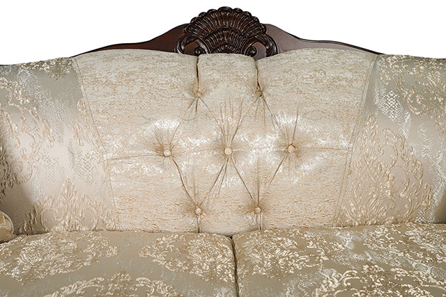 Frisina Loveseat - Dark Cherry/Beige