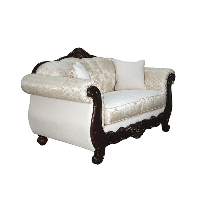 Frisina Loveseat - Dark Cherry/Beige