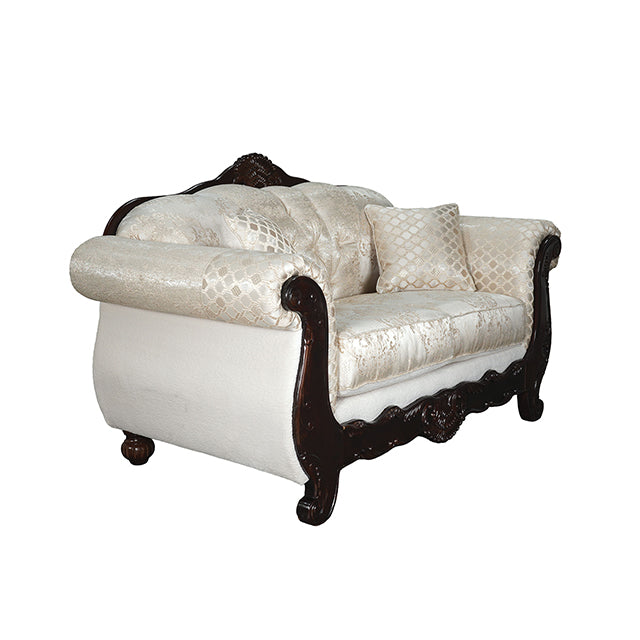 Frisina Loveseat - Dark Cherry/Beige